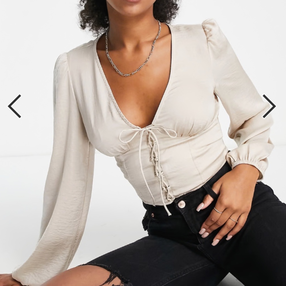 NWOT Stradivarius Champagne Gold Long Sleeve Top